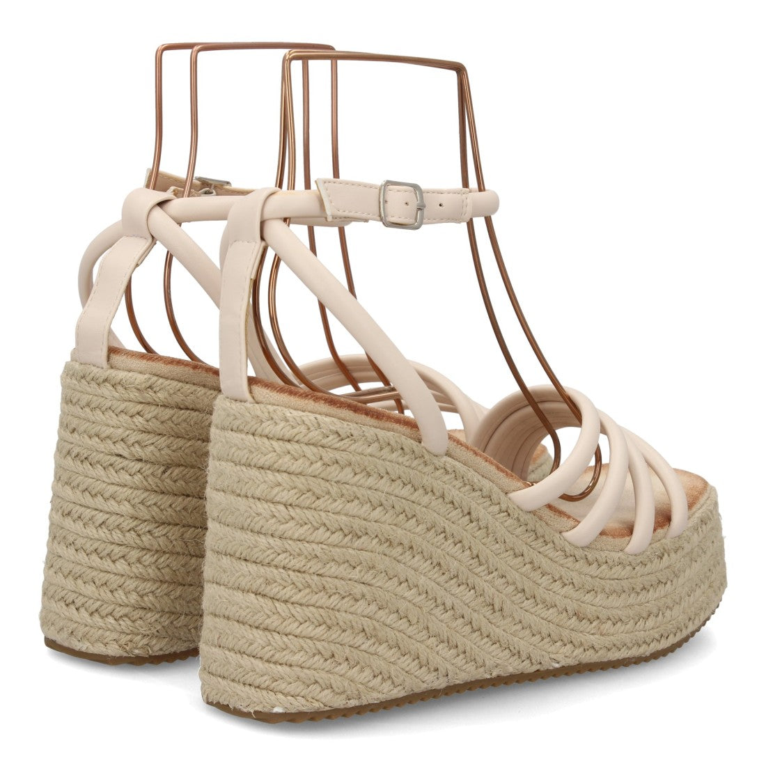 Sandalia cuña tiras rosa