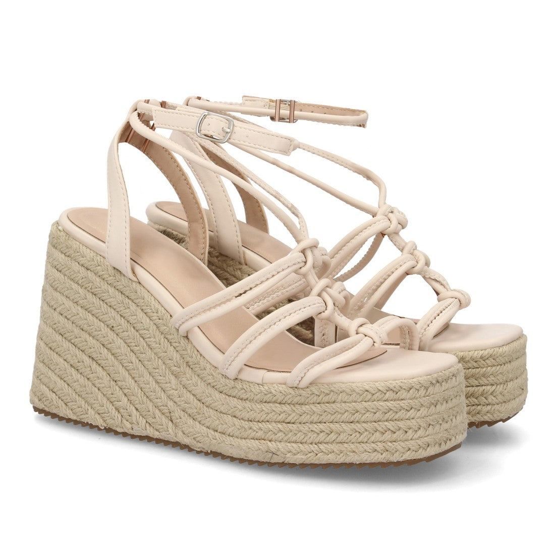 Sandalia cuña alta rosa