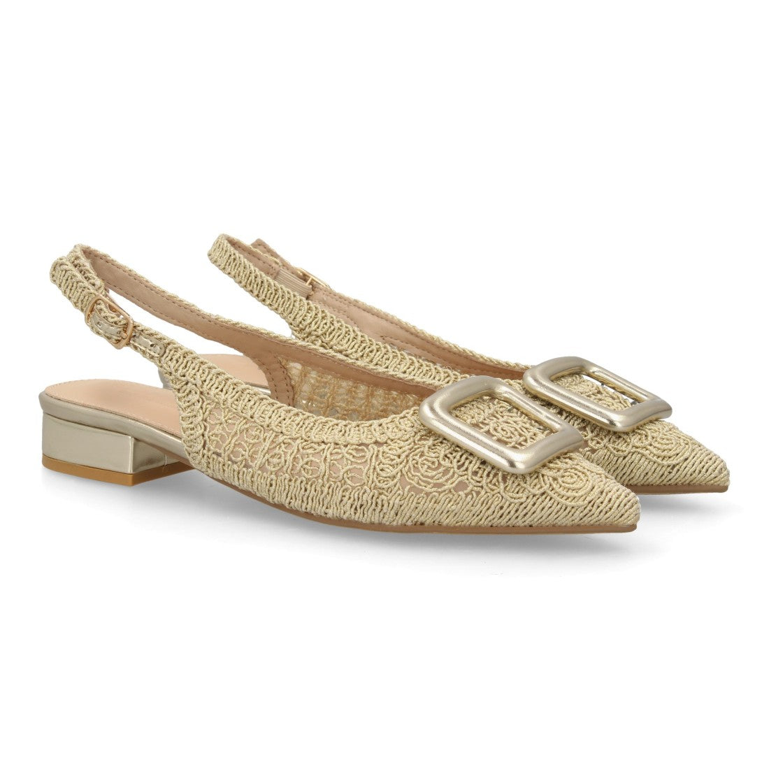Zapato tejido oro