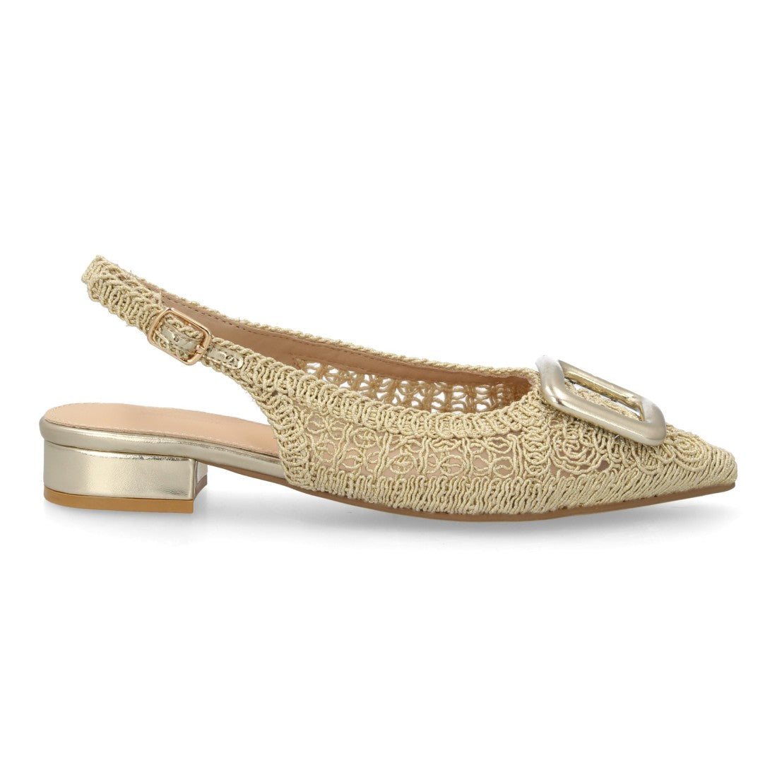 Zapato tejido oro