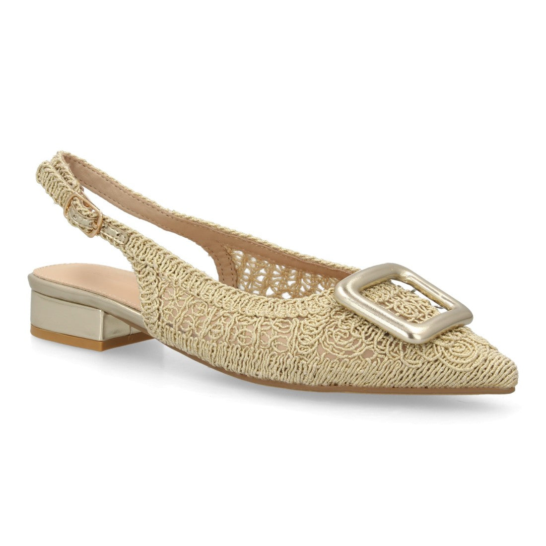 Zapato tejido oro